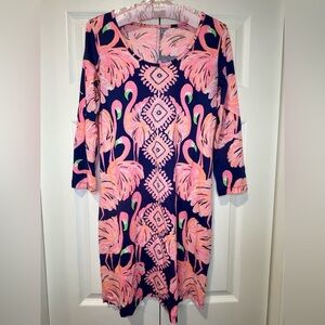 Lilly Pulitzer Beacon T-shirt dress SZ XS Gimme Some Leg Flamingo 3/4 slv VVGUC